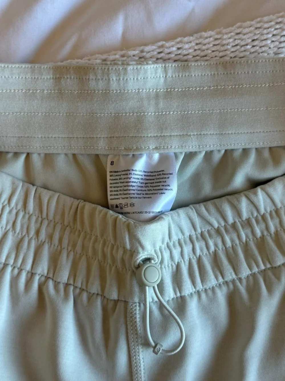 Lululemon Softstream Short with adjustable waistband. Color: Bone